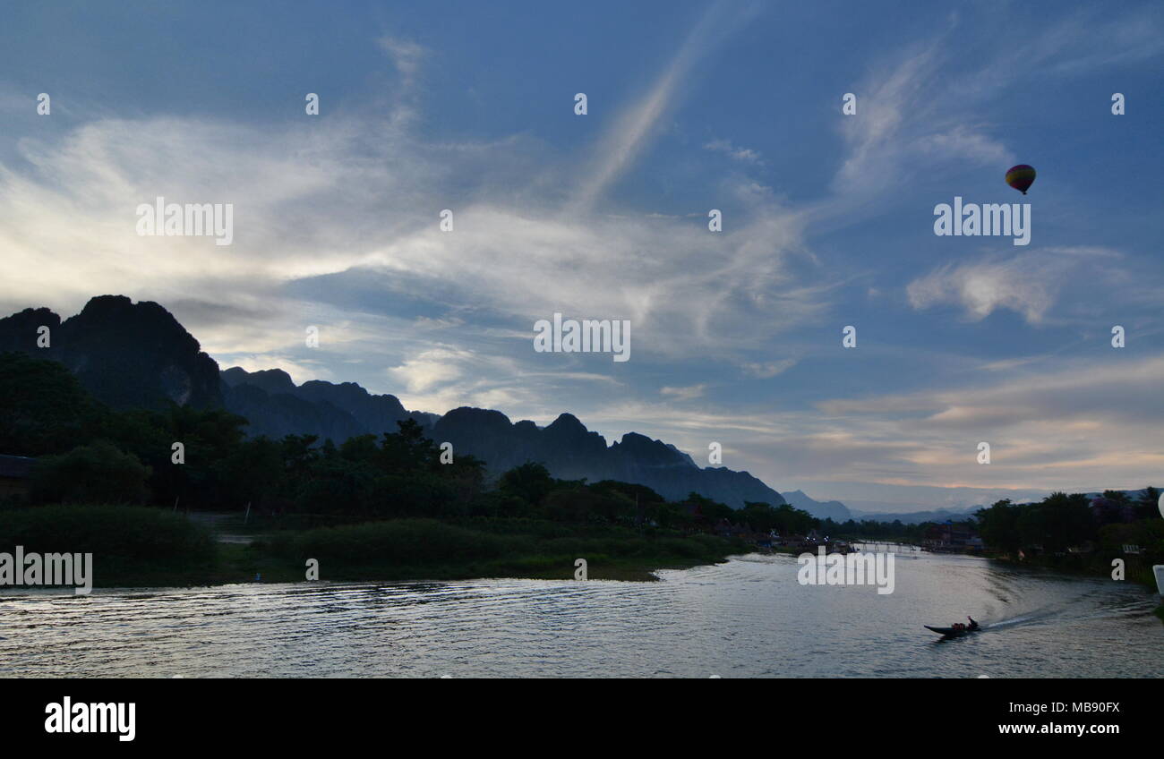 Nam Song river. Vang Vieng. Vientiane province. Laos Stock Photo