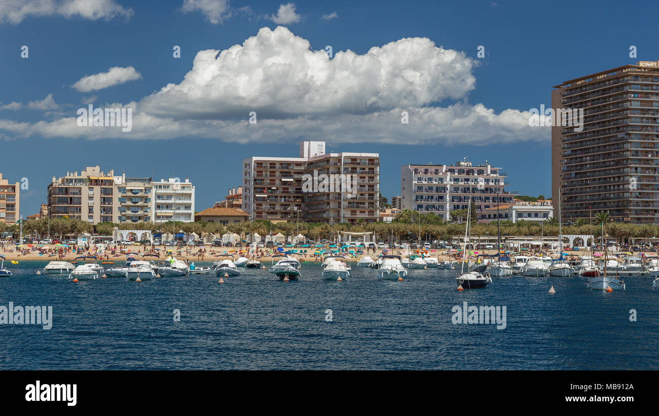 Beautiful summer landscape from a small Spanish town Palamos, 10. 08. 2017 Spain Stock Photo