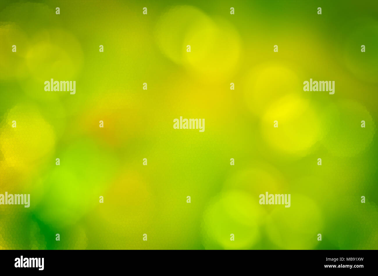 Beautiful bokeh pattern background in green and yellow color scheme. Stock Photo