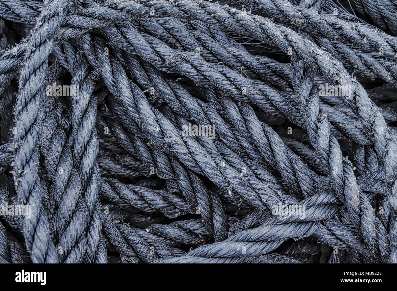 Abstract background of black fisherman's rope pattern. Stock Photo