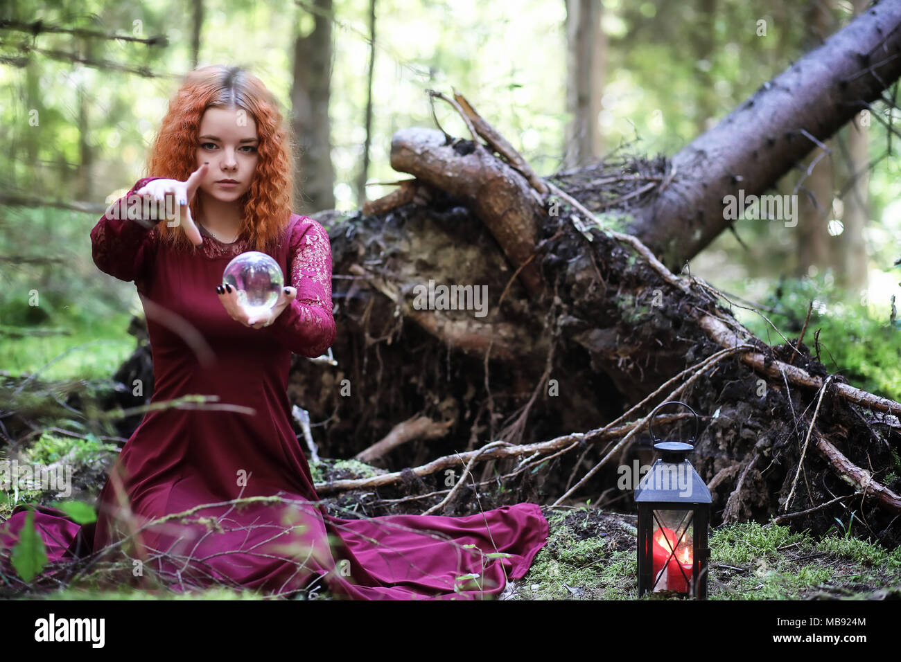 Witch holds a ritual sphere Stock Photo - Alamy