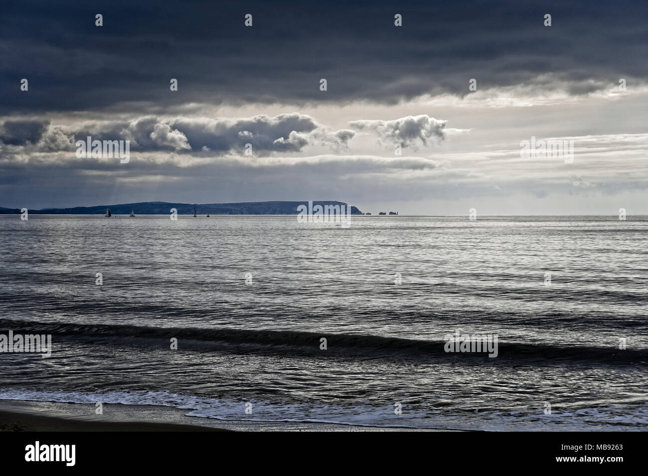 A view of the Isle of Wight across CHristchurch Bay from the