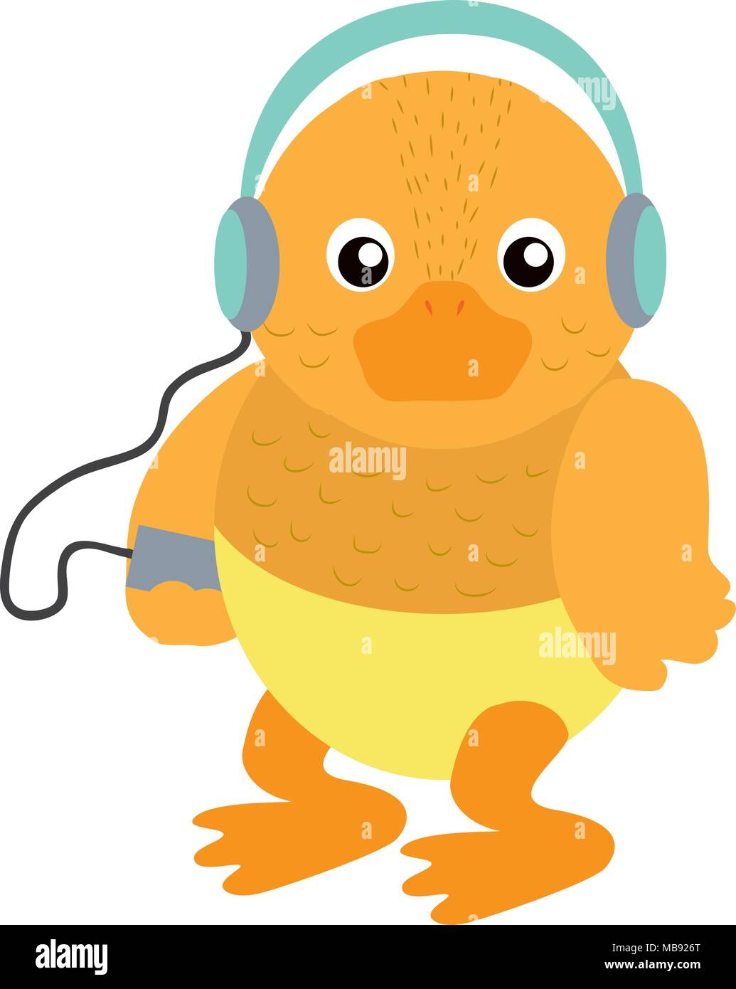 baby duck animal with mp3 headphones and diaper Stock Vector Image