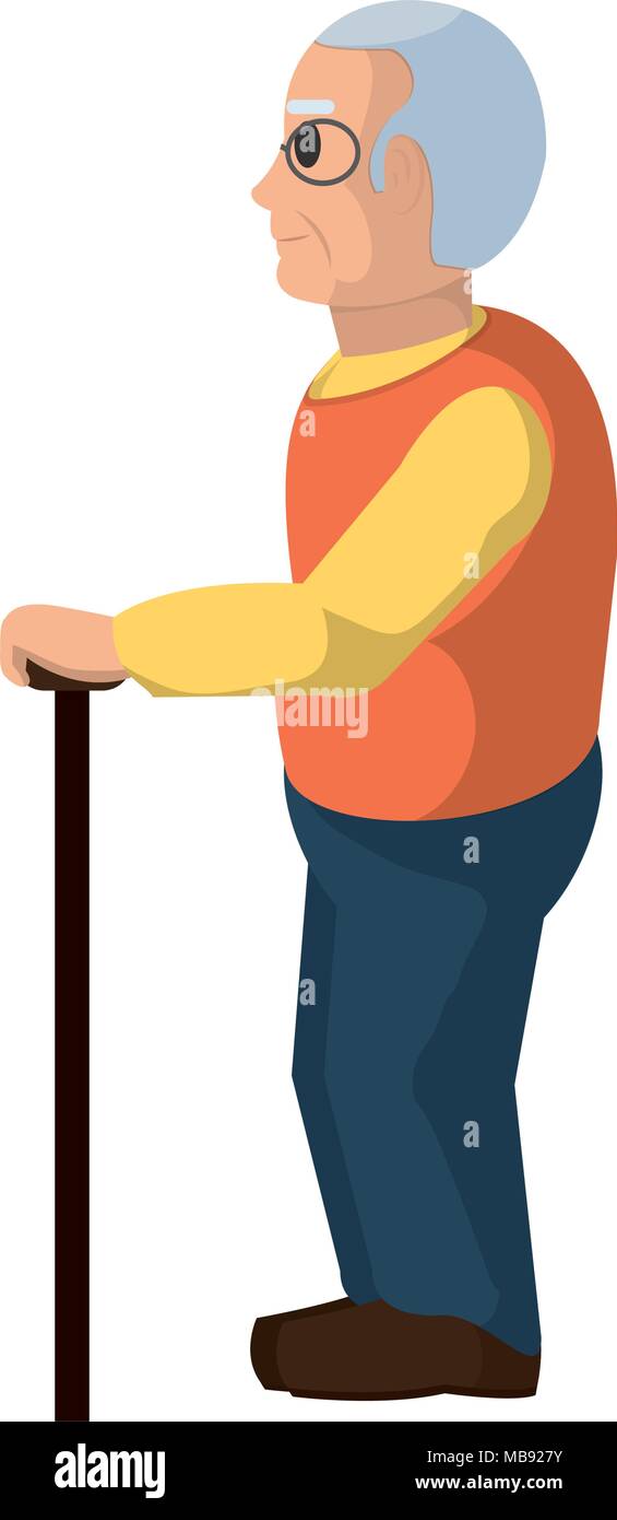 old man on side with glasses and walking stick Stock Vector Image & Art ...