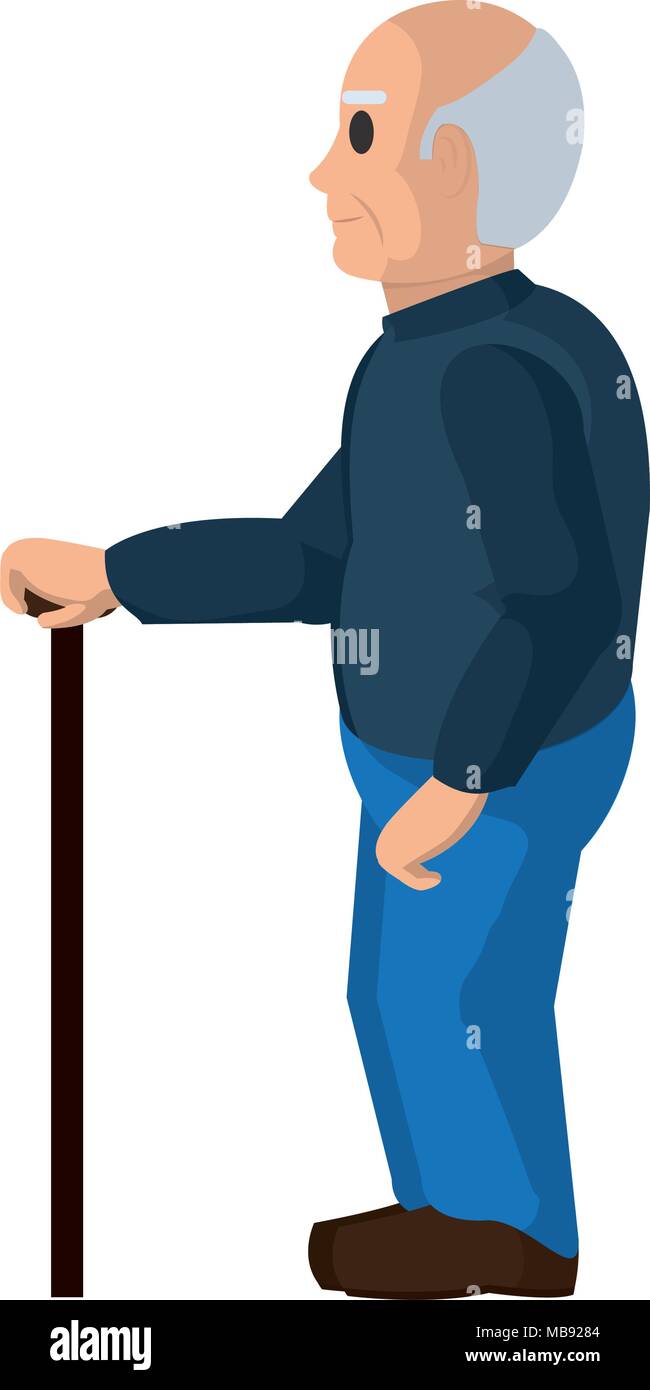 old man on side with clothes and walking stick Stock Vector Image & Art ...
