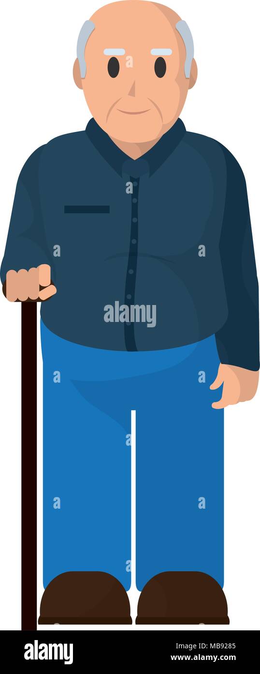 old man with clothes and walking stick Stock Vector Image & Art - Alamy