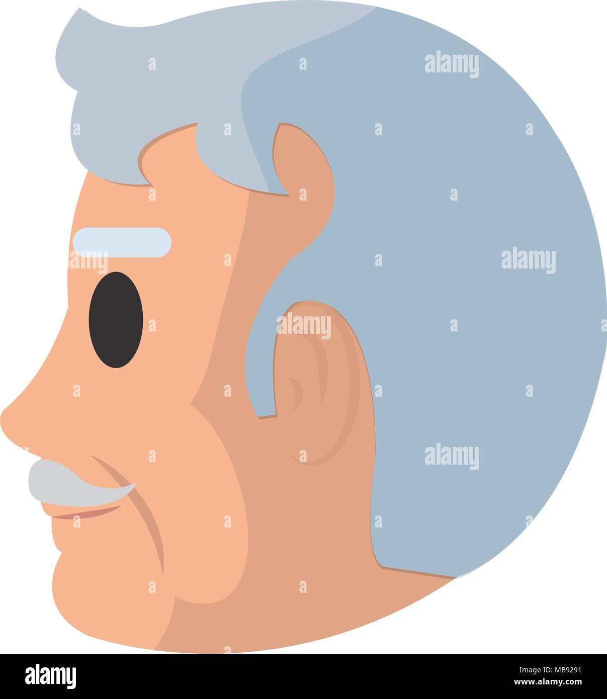 old man head on side with mustache and hairstyle Stock Vector Image ...