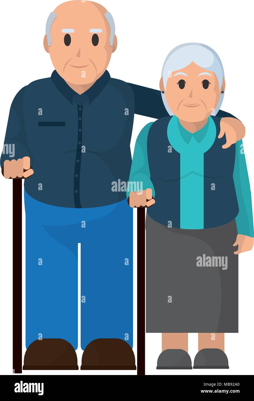 Man woman walking stick senior Stock Vector Images - Alamy
