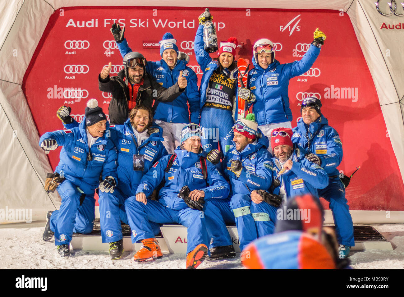 20 December 2017, Courchevel, Savoie, France, Parallel Slalom of Courchevel Ladies Ski World Cup 2017 Stock Photo
