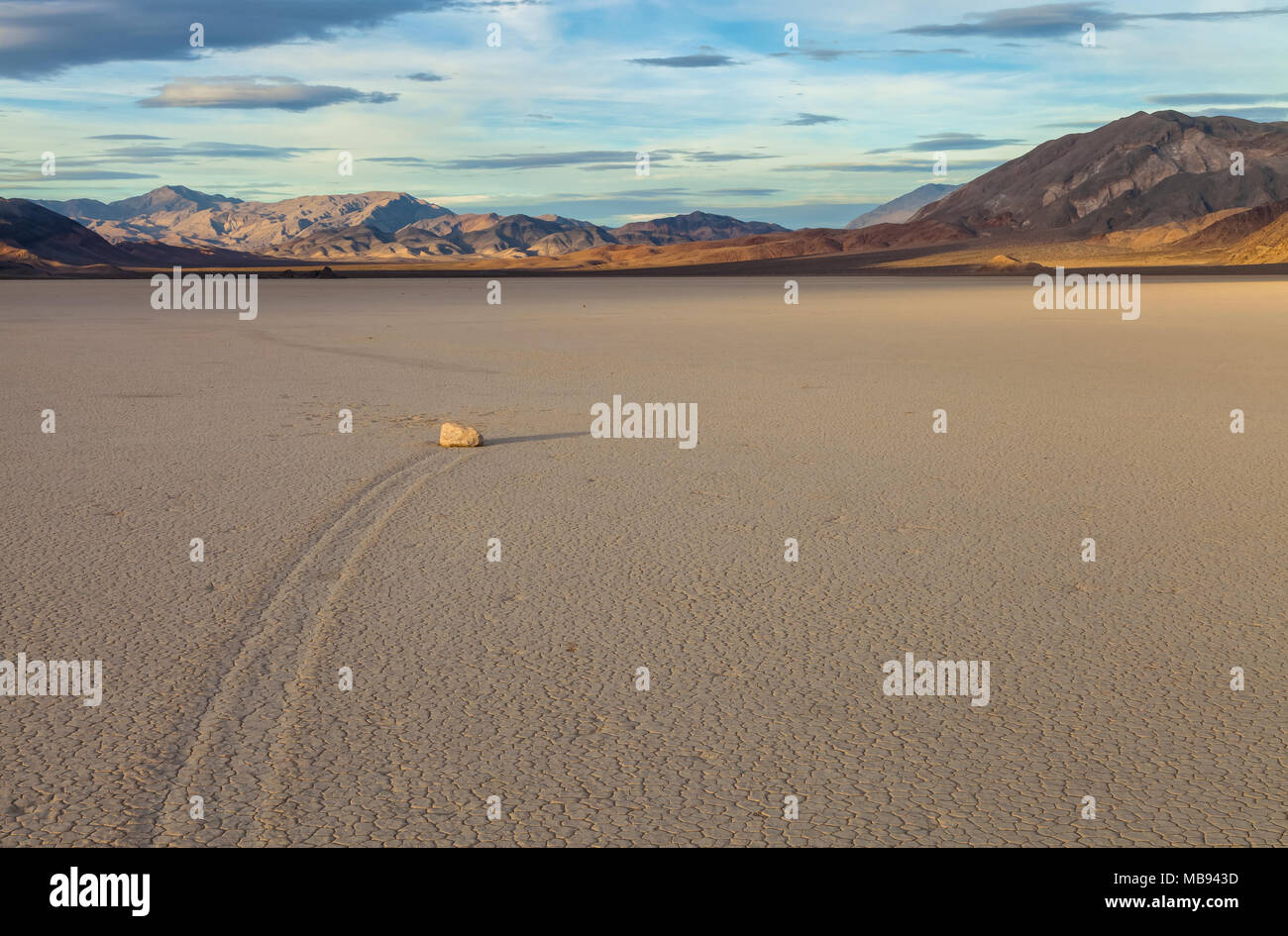 The sliding rock at Racetrack Playa in Death Valley National Park, California, United States. Stock Photo