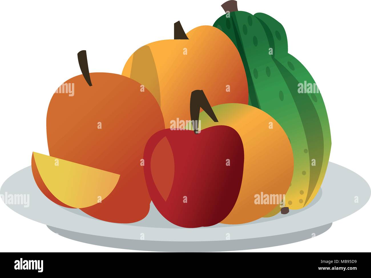 Fruits on dish Stock Vector
