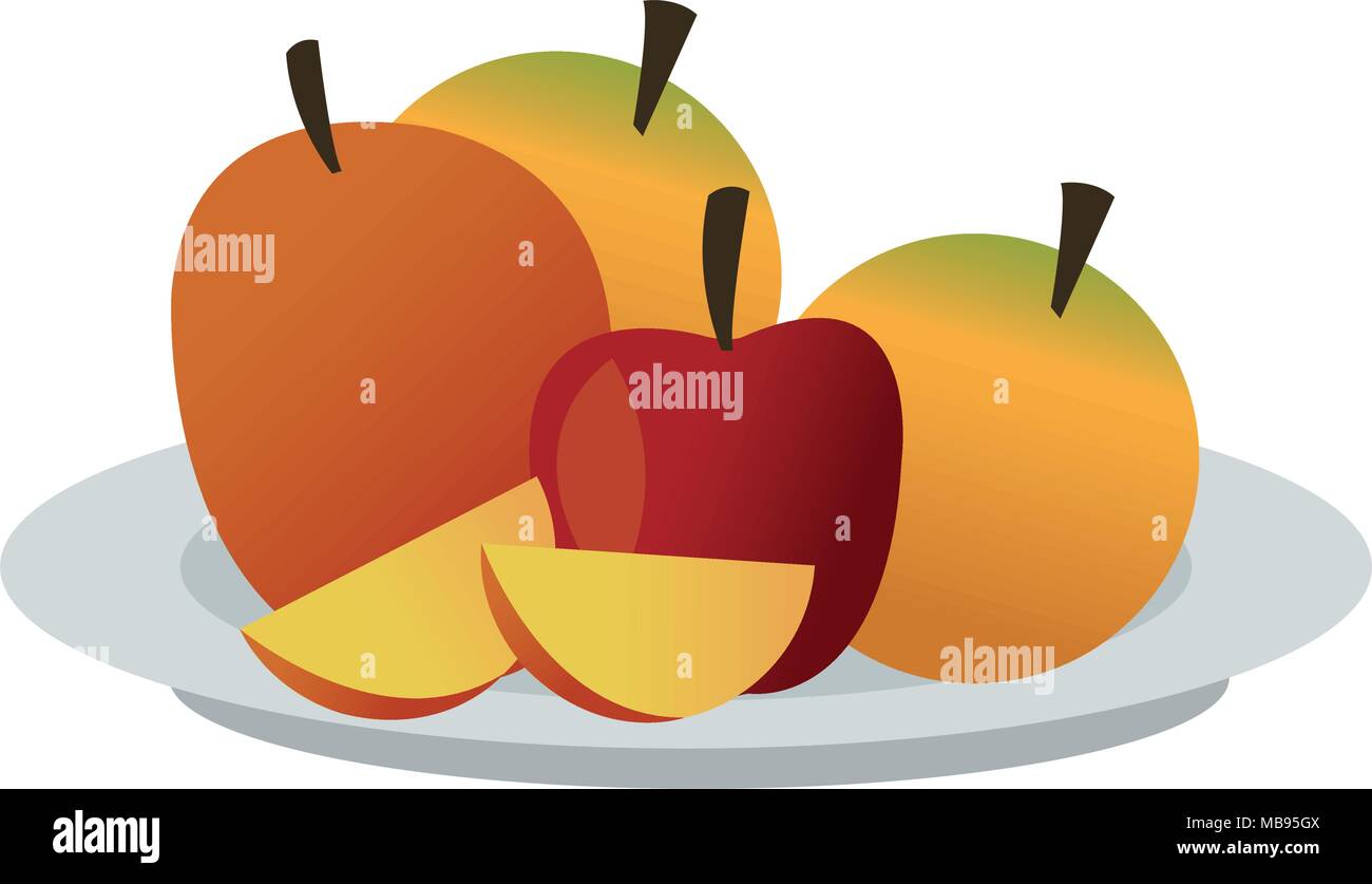 Fruits on dish Stock Vector