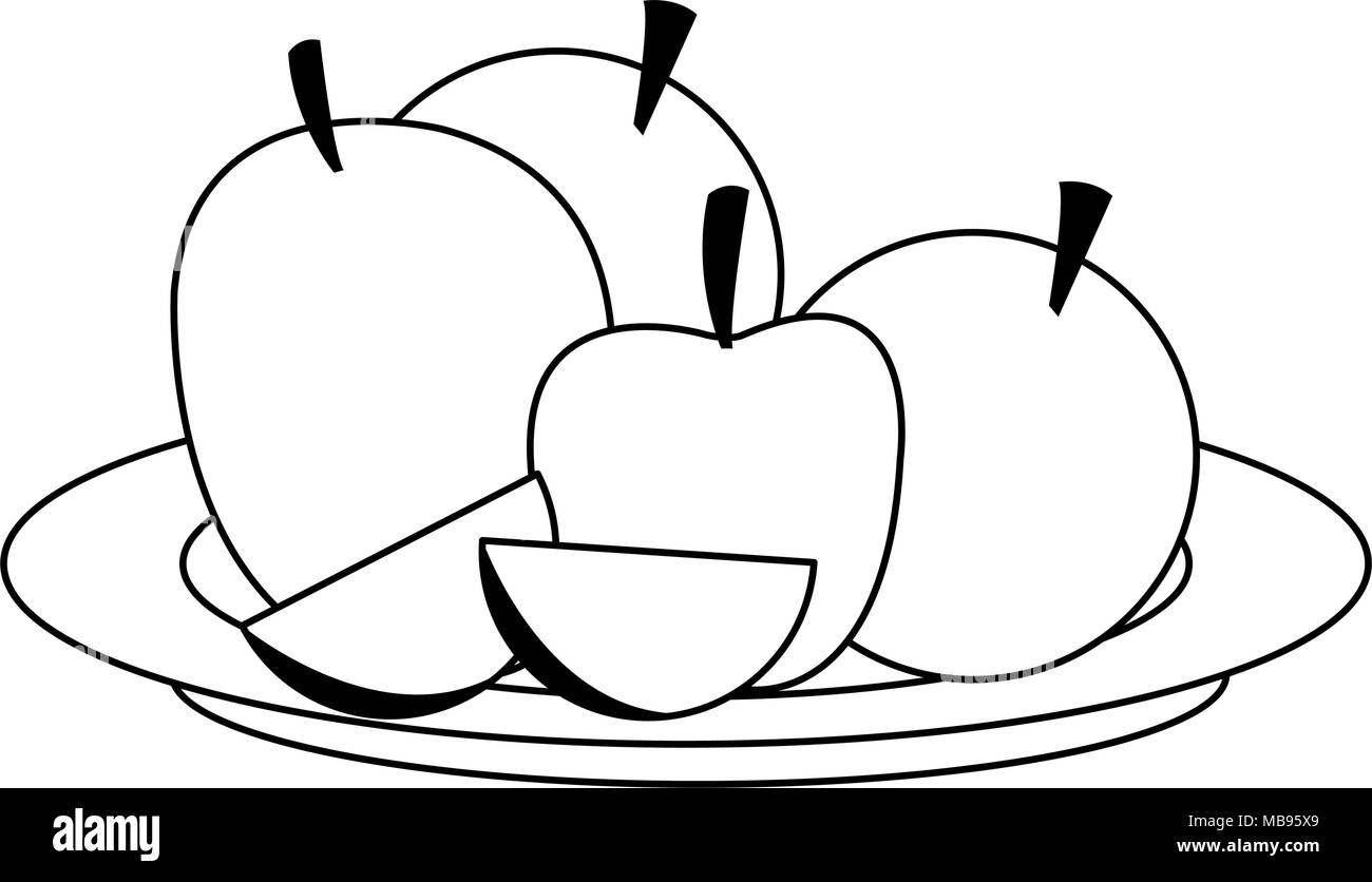 Apples on dish Stock Vector
