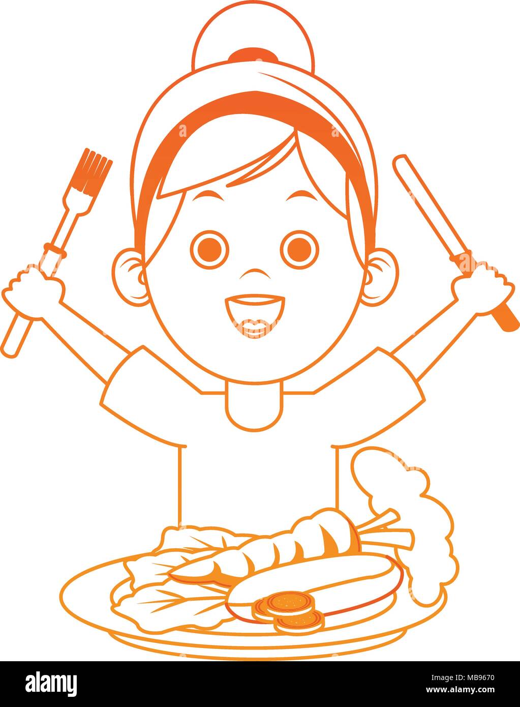 Cute girl eating healthy food Stock Vector Image & Art - Alamy