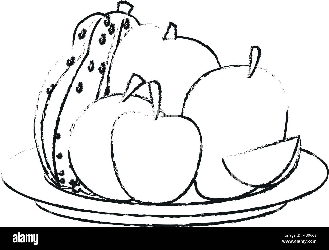 Fruits on dish sketch Stock Vector Image & Art Alamy