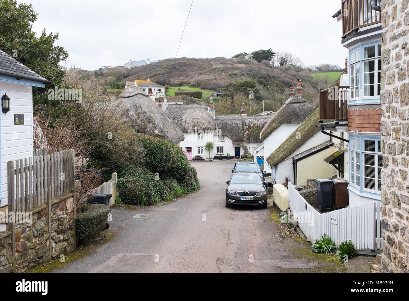 Thatched Cottages In The Pretty South Hams Village Of Hope Cove In