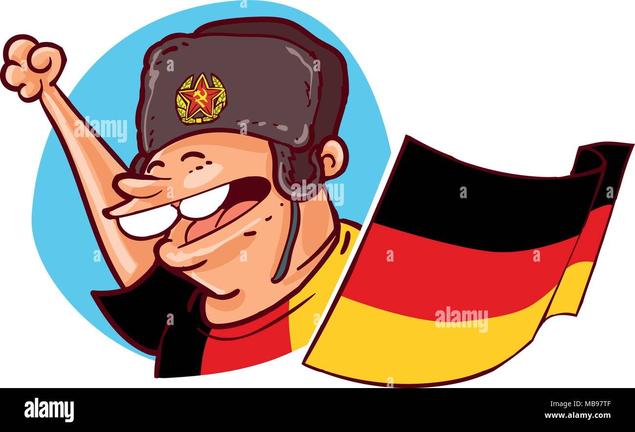 fifa world cup russia 2018 german football fan supporter with national flag Stock Vector