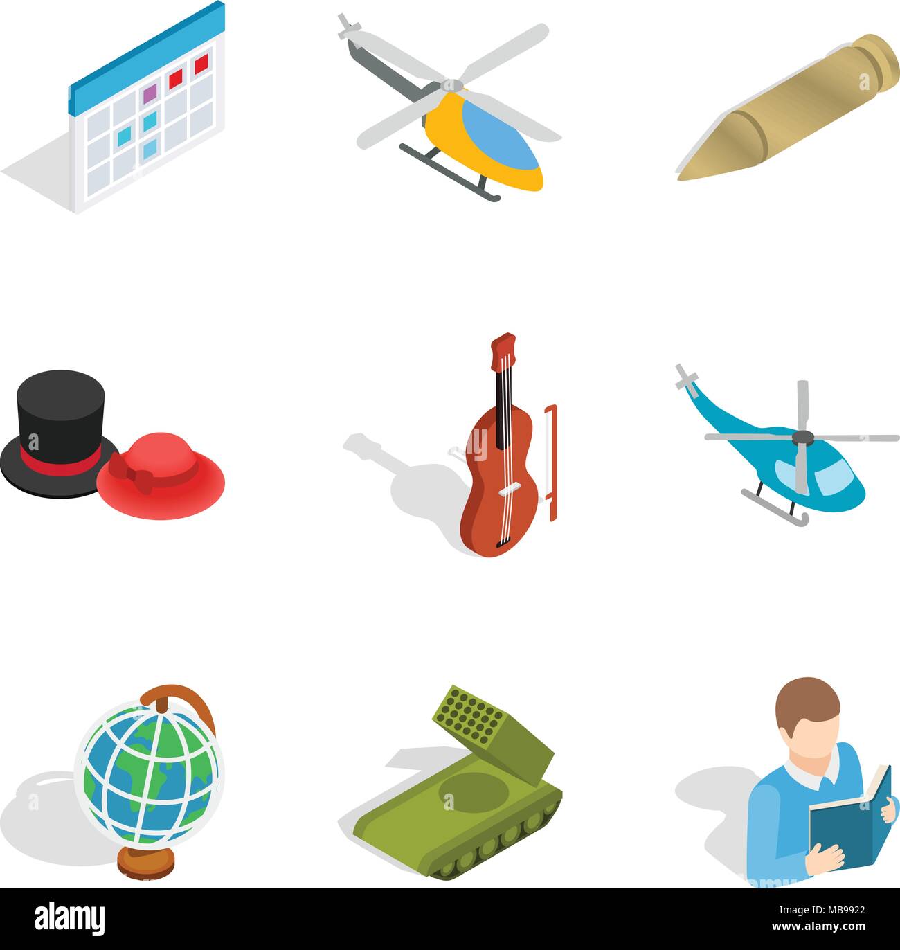 Specialty icons set, isometric style Stock Vector