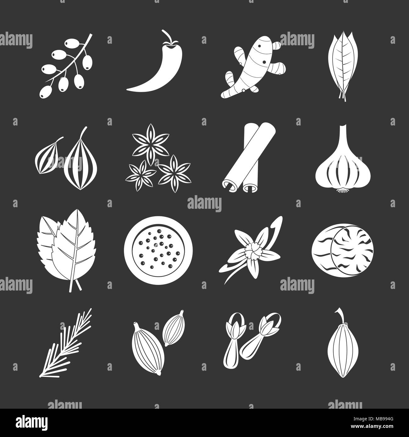 Spice icons set grey vector Stock Vector