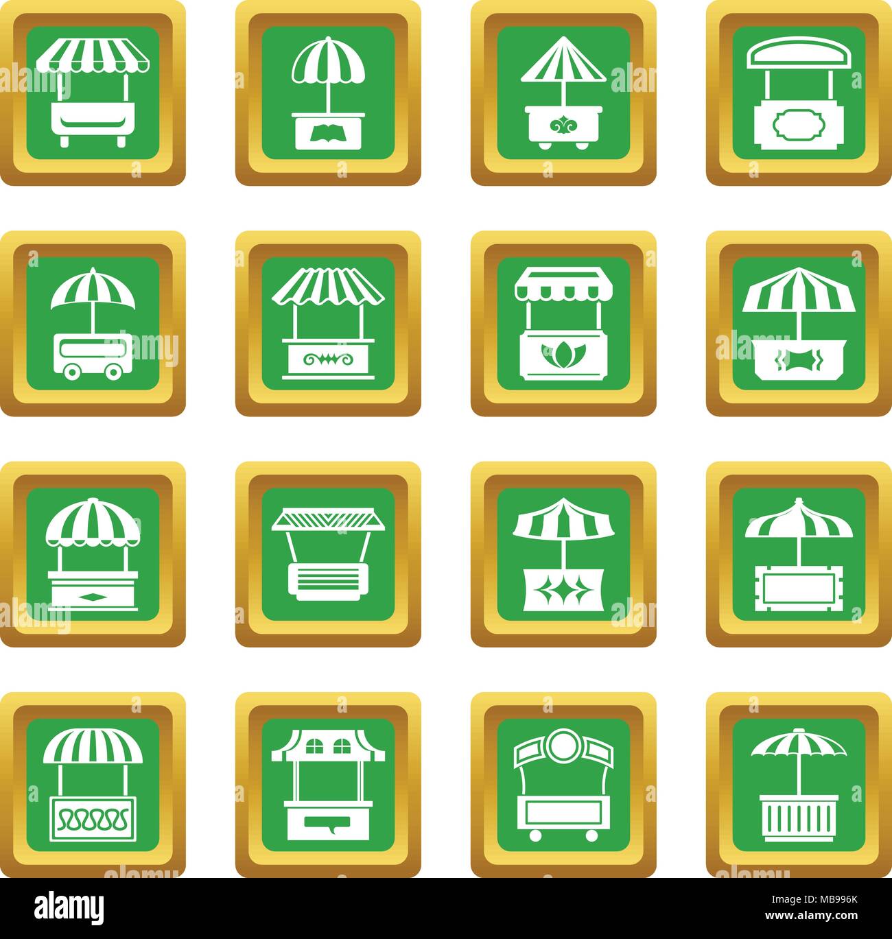 Street food kiosk icons set green square vector Stock Vector Image ...