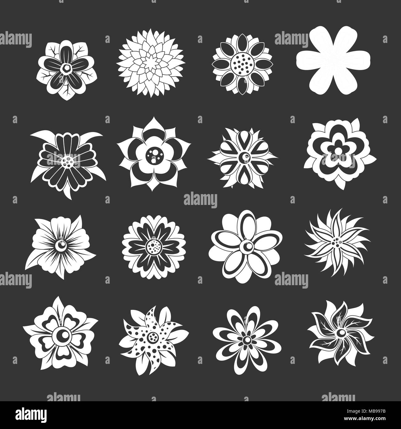 Different flowers icons set grey vector Stock Vector Image & Art - Alamy