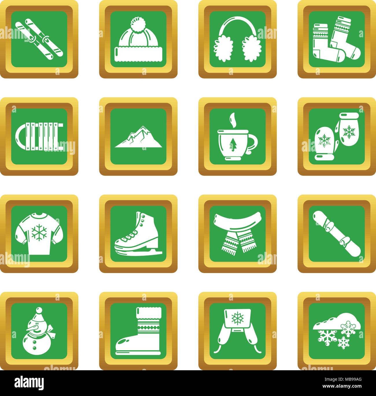 Winter clothes icons set green square vector Stock Vector Image & Art ...