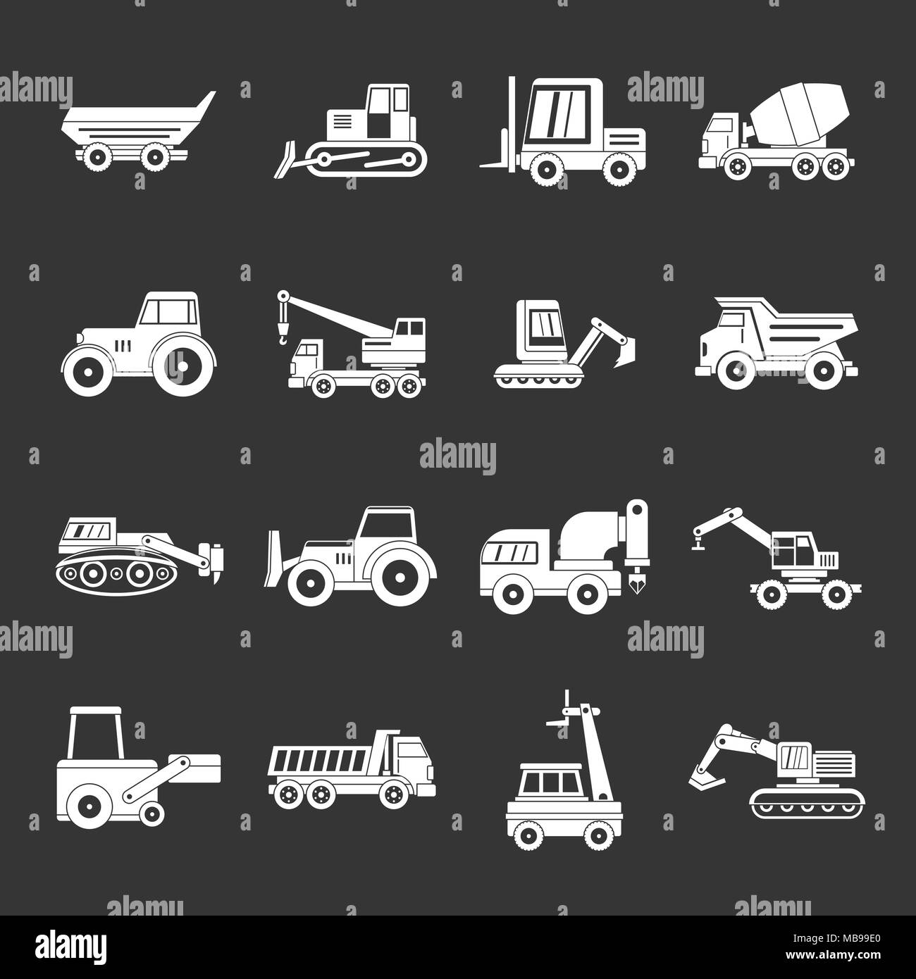 Building vehicles icons set grey vector Stock Vector