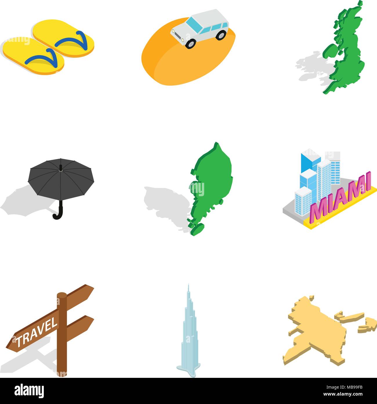 Picnic icons set, isometric style Stock Vector
