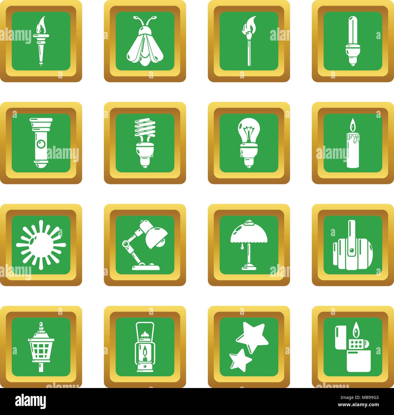 Light source icons set green square vector Stock Vector Image & Art - Alamy