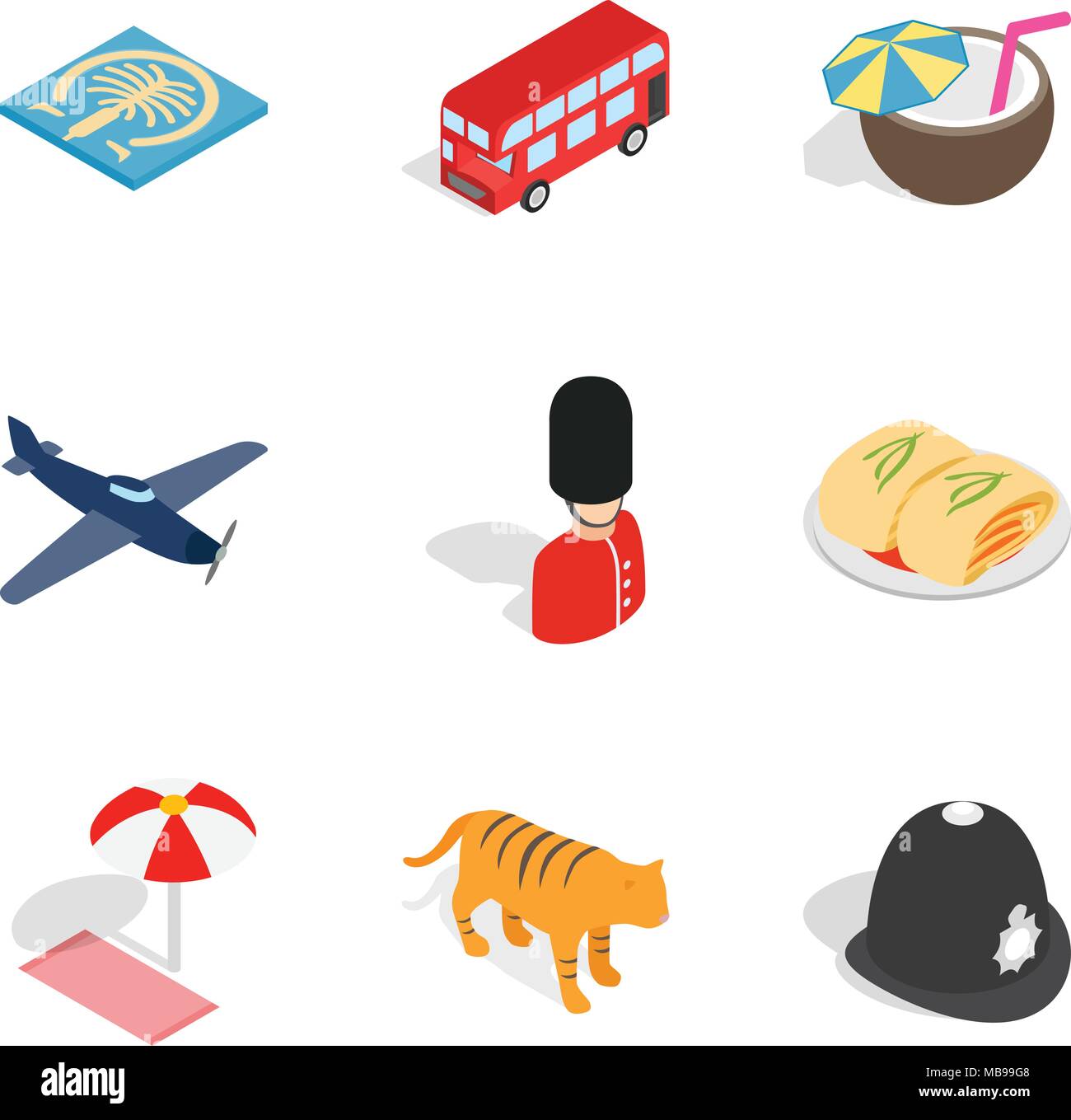 Furlough icons set, isometric style Stock Vector