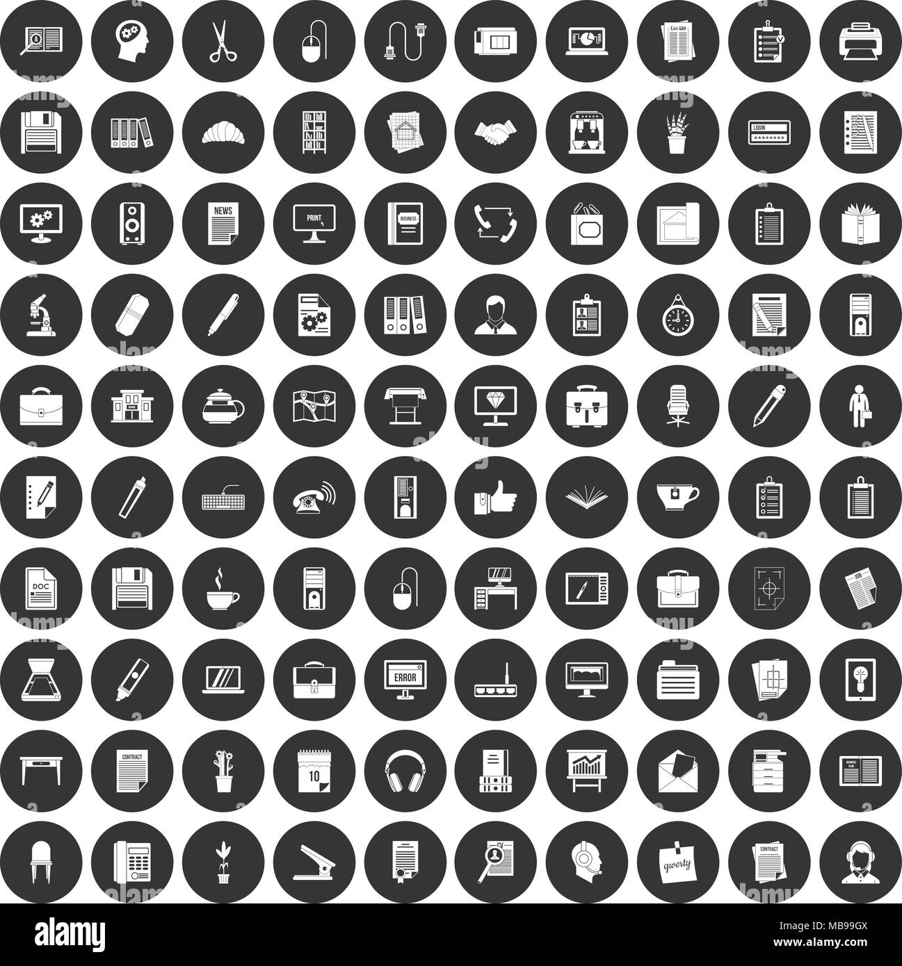 100 office icons set black circle Stock Vector Image & Art - Alamy