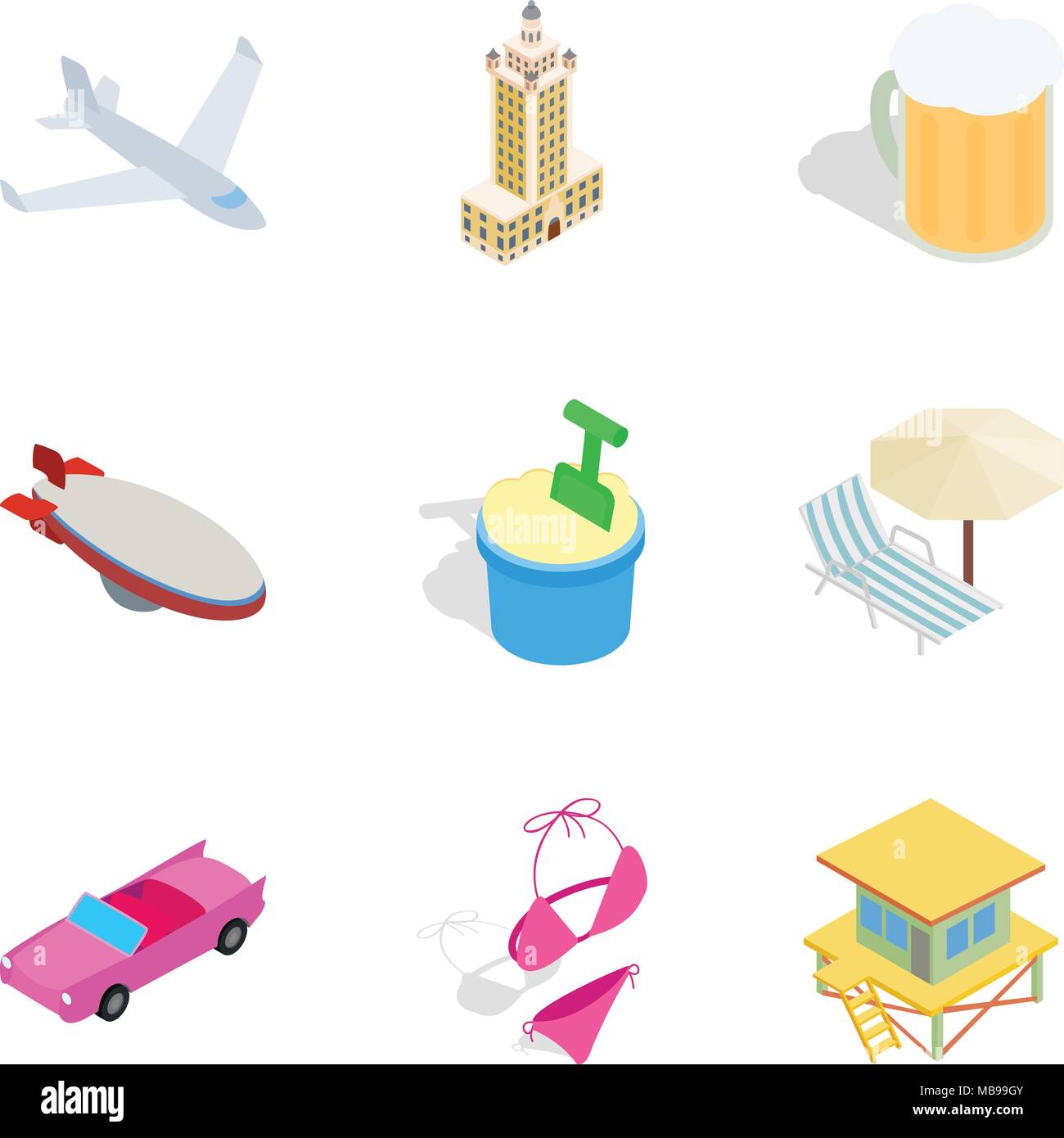 Dismiss icons set, isometric style Stock Vector