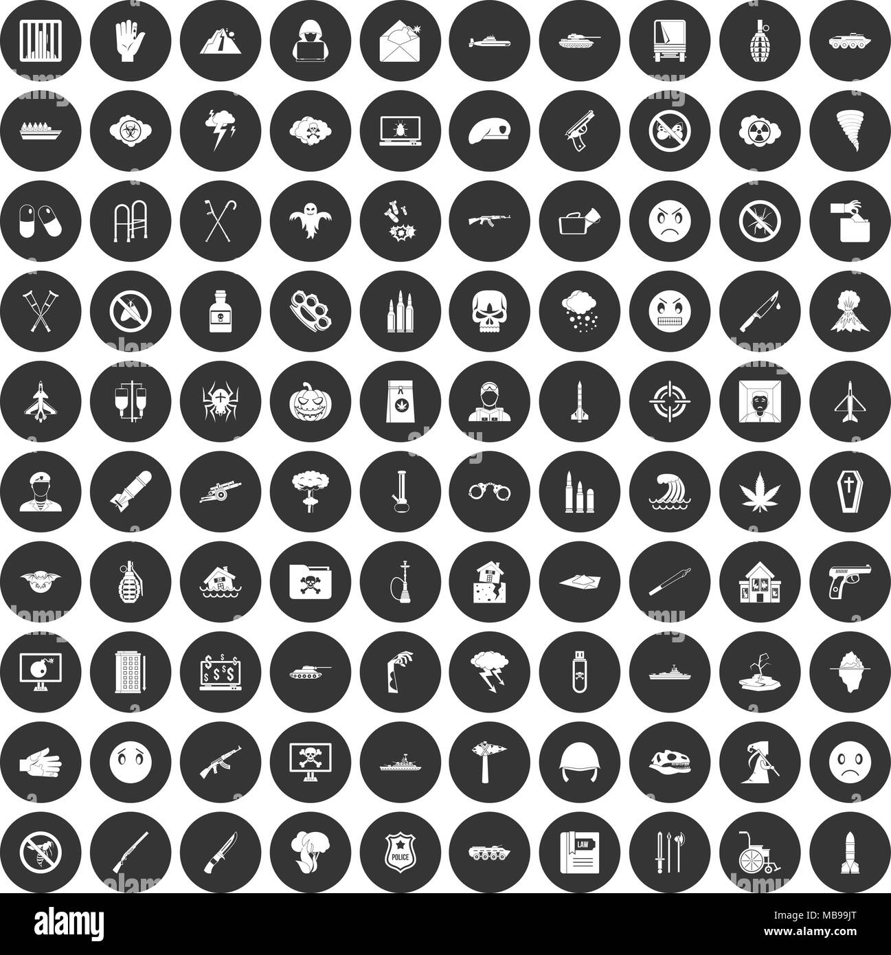 100 oppression icons set black circle Stock Vector Image & Art - Alamy