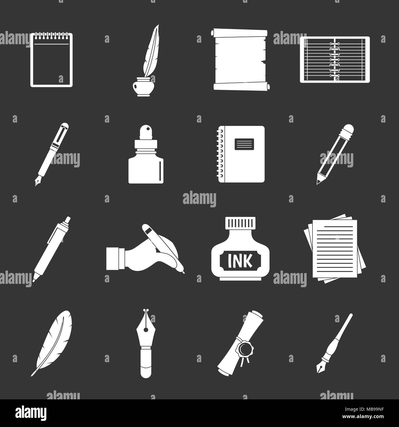 Writing icons set grey vector Stock Vector Image & Art - Alamy