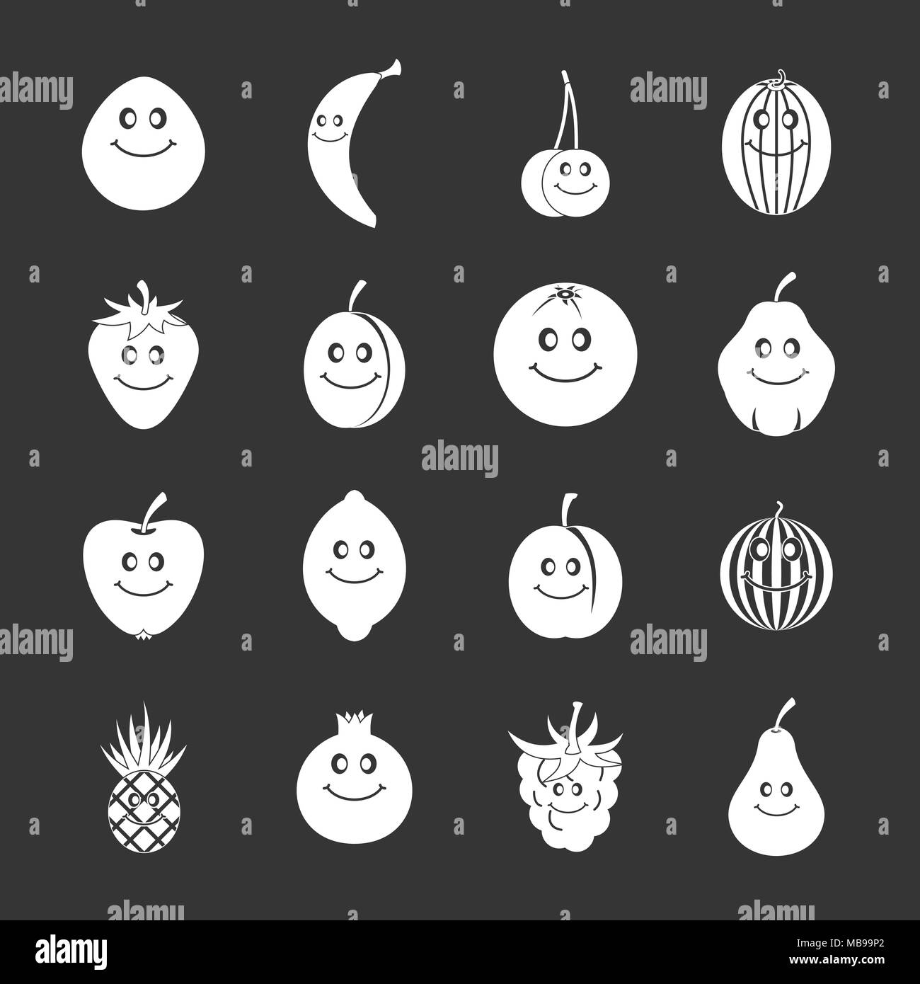 Smiling fruit icons set grey vector Stock Vector Image & Art - Alamy