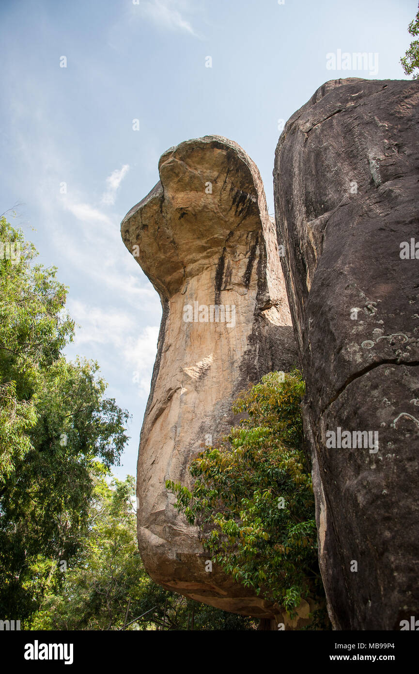 Cobra Hood Cave Rock in the Palace Boulder Gardens at Sigiriya, Central
