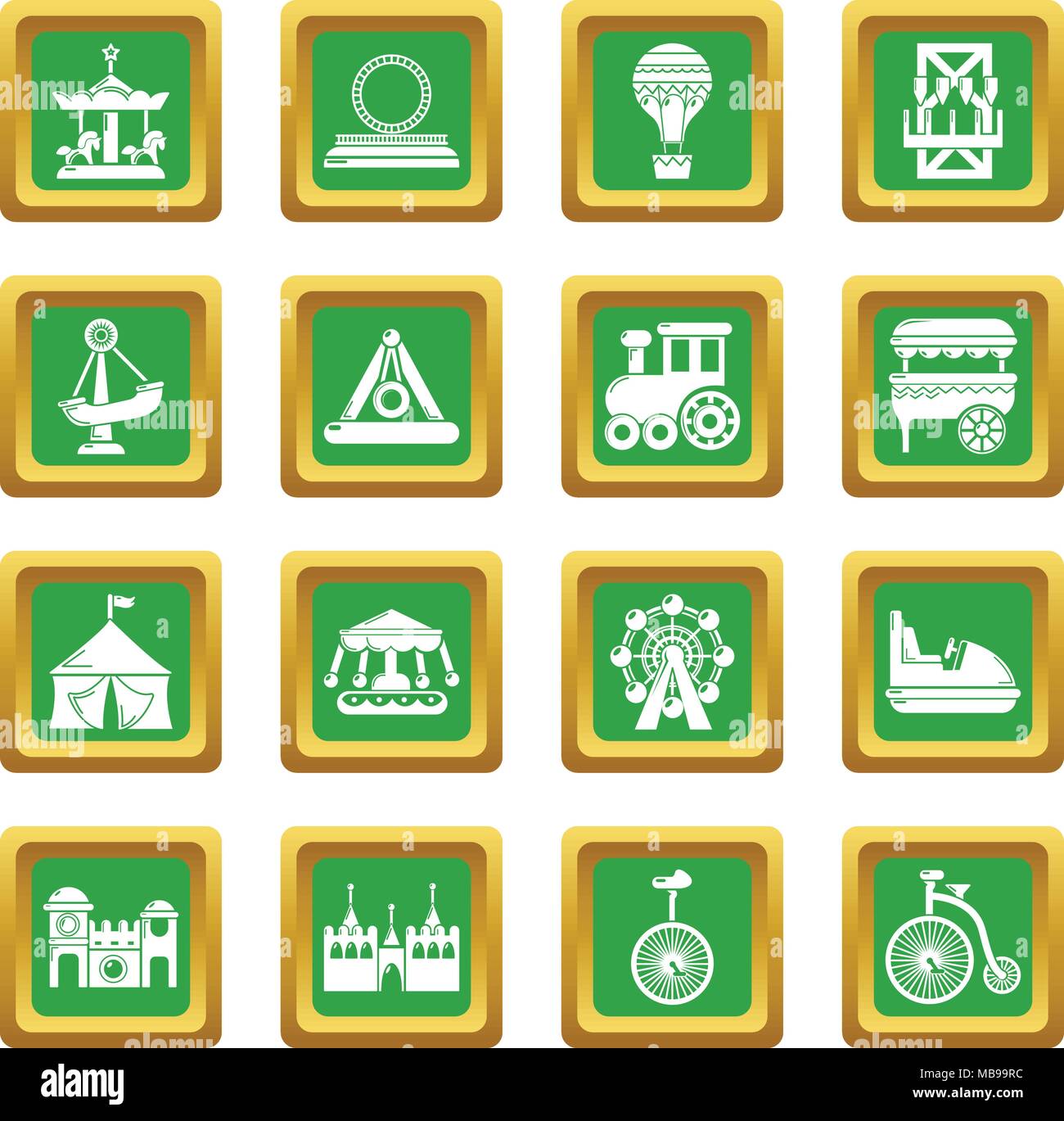Amusement park icons set green square vector Stock Vector Image & Art ...