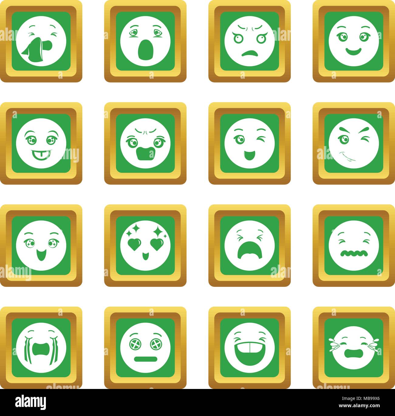 Smiles icons set green square vector Stock Vector Image & Art - Alamy