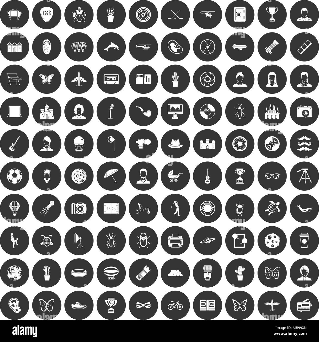 100 photo icons set black circle Stock Vector Image & Art - Alamy