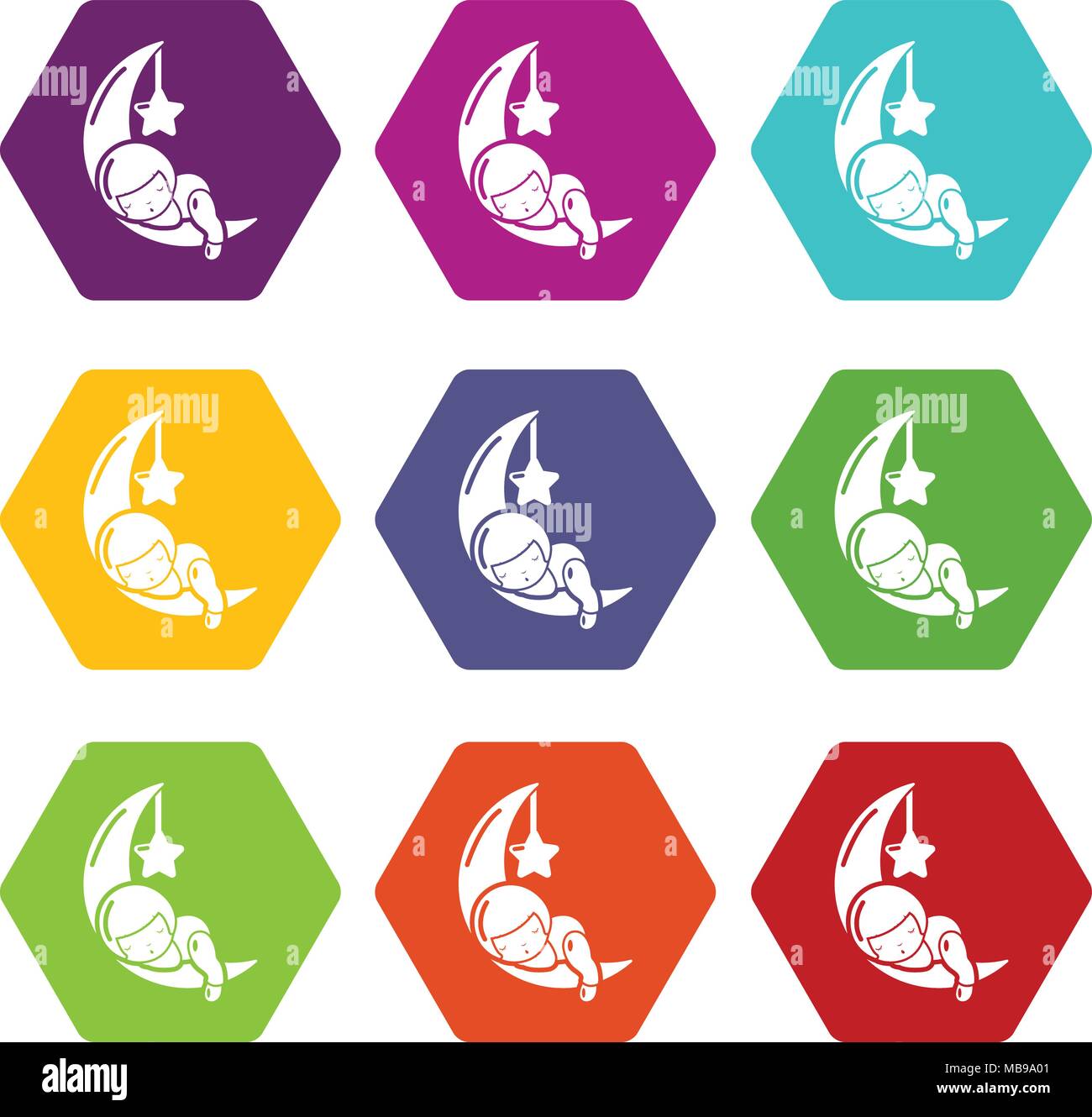 Sleeping girl icons set 9 vector Stock Vector Image & Art - Alamy