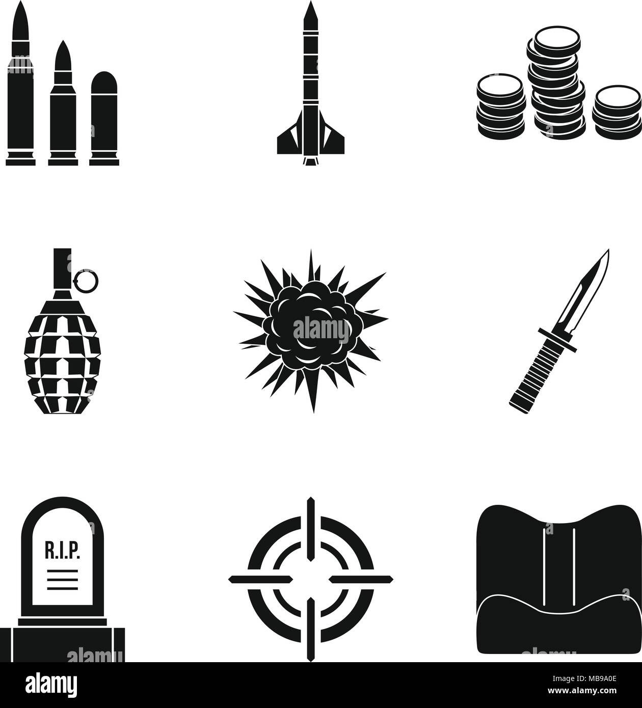 Punishment icons set, simple style Stock Vector