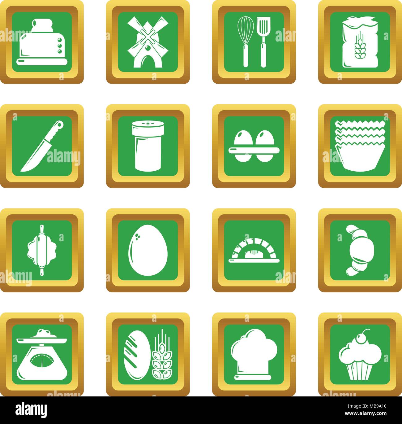 Bakery icons set green square vector Stock Vector Image & Art - Alamy