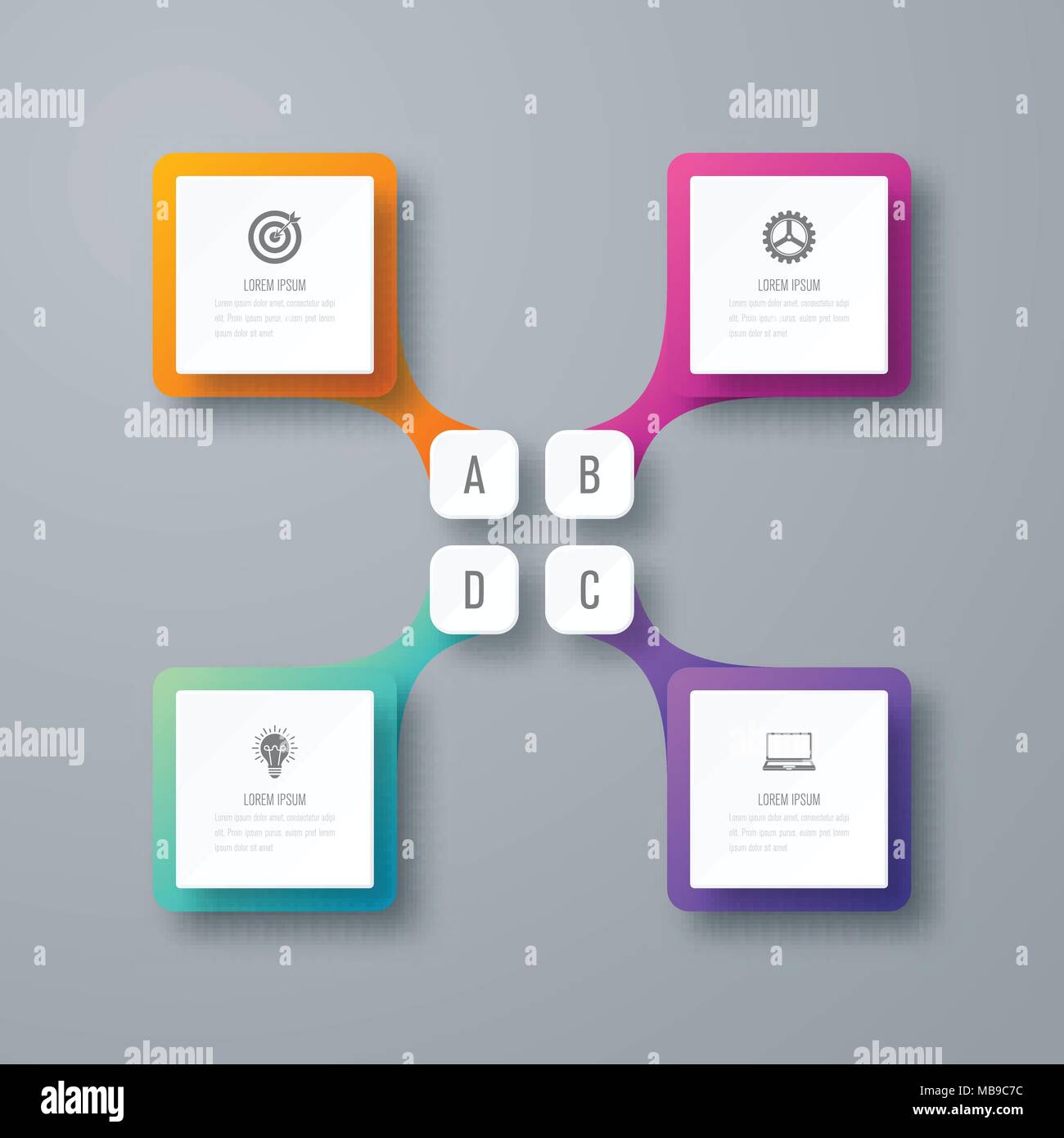 Business infographics template 4 steps with square Stock Vector Image ...