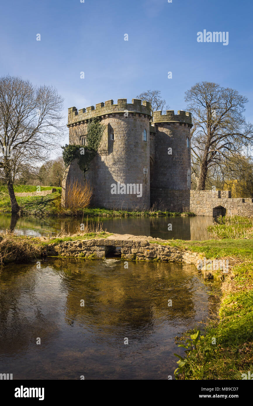 Whittington castle in northern Shropshire England was originally a Norman motte and bailey castle on the Welsh Marches dating back to 1138 Stock Photo
