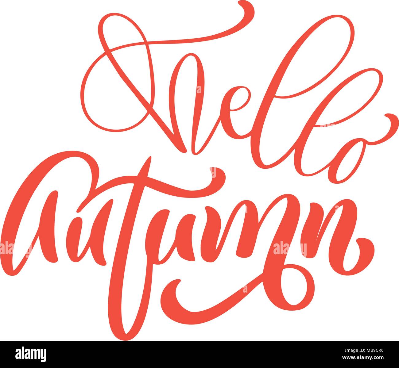 Hello autumn hand lettering phrase on orange Vector Illustration t ...