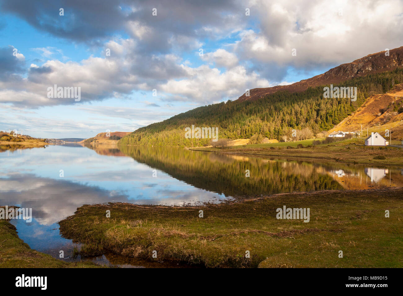 Fintown, County Donegal, Ireland,  Still reflections in Lough Finn. Stock Photo