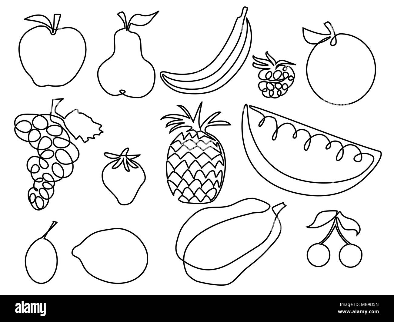 Abstract fruits one line drawing design Stock Vector Image & Art ...
