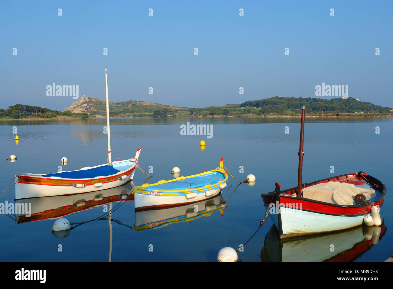 Smalls fishing boats to the lagoon of Le Brusc Stock Photo