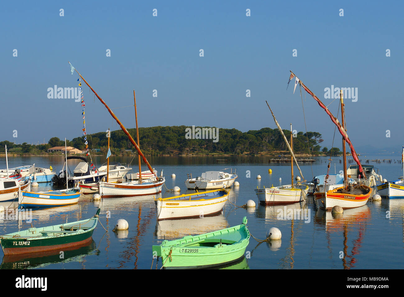 Smalls fishing boats to the lagoon of Le Brusc Stock Photo