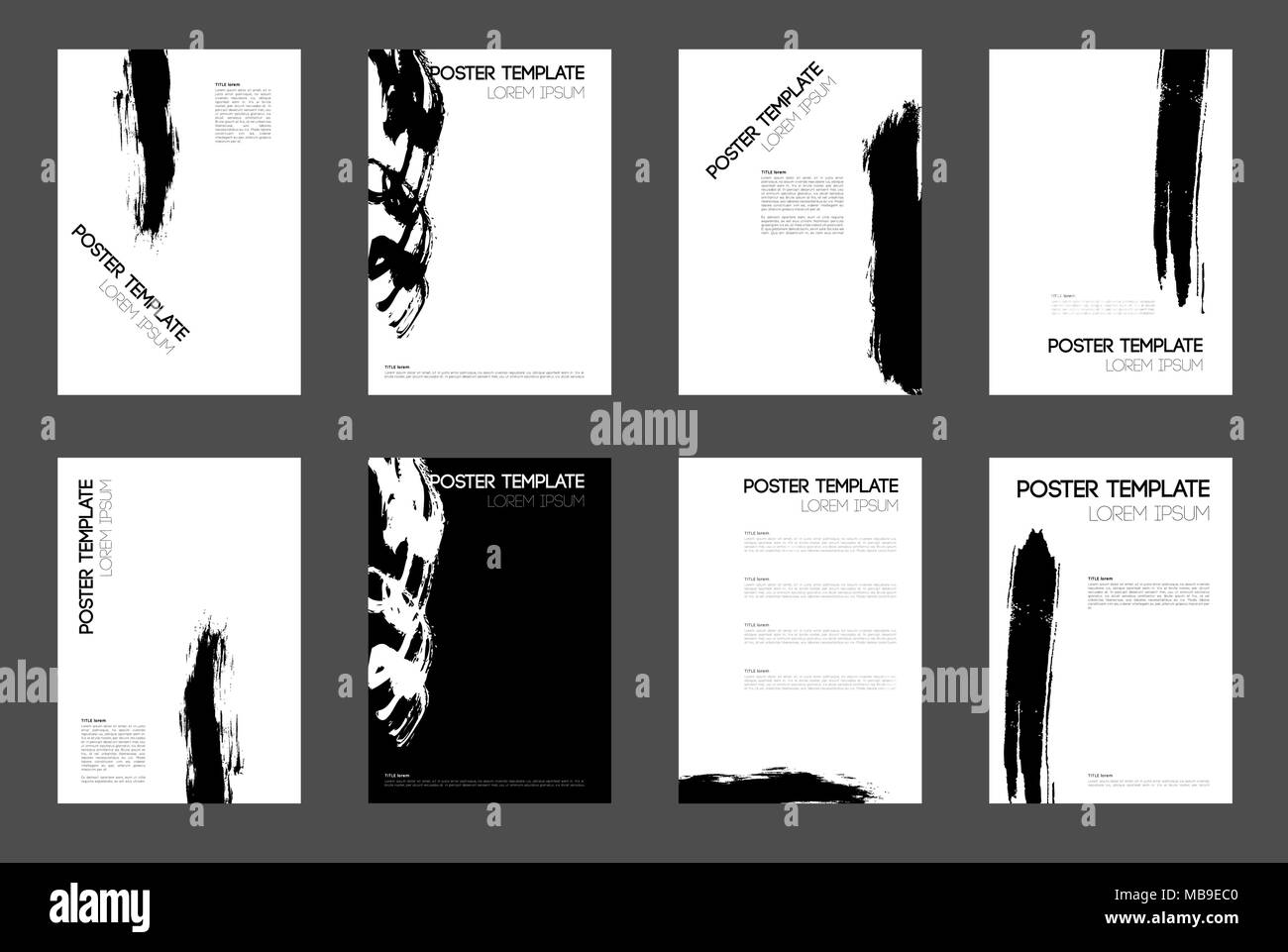collection of poster templates design in black and white colors Stock ...